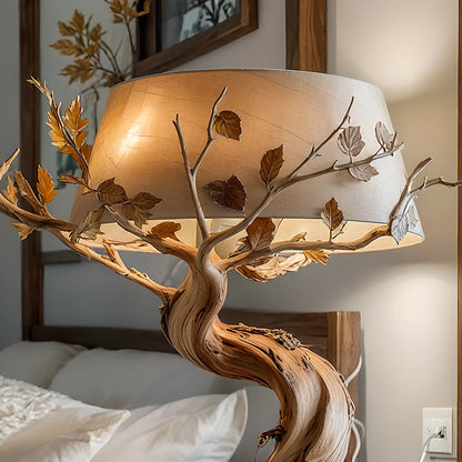 Driftwood Tree Table Lamp with Leaves