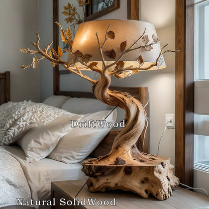 Driftwood Tree Table Lamp with Leaves