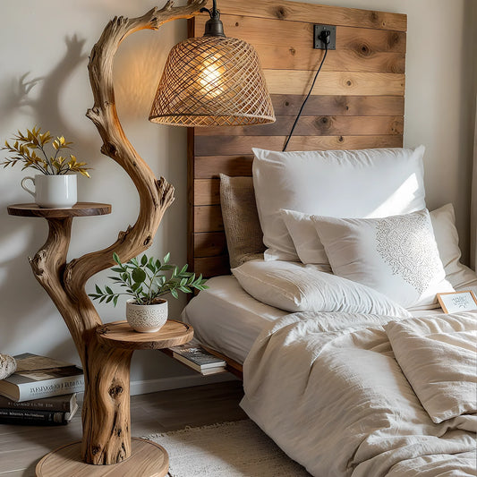 Solid Natural Wood Free Standing Lamp