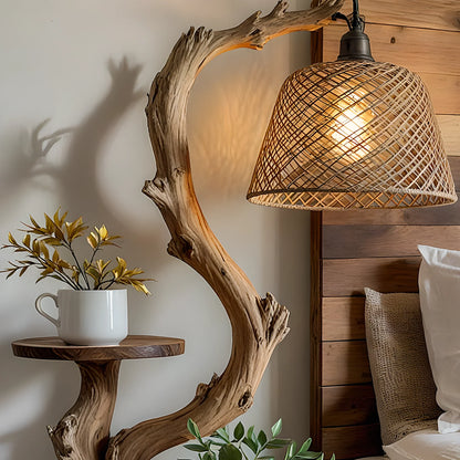 Solid Natural Wood Free Standing Lamp